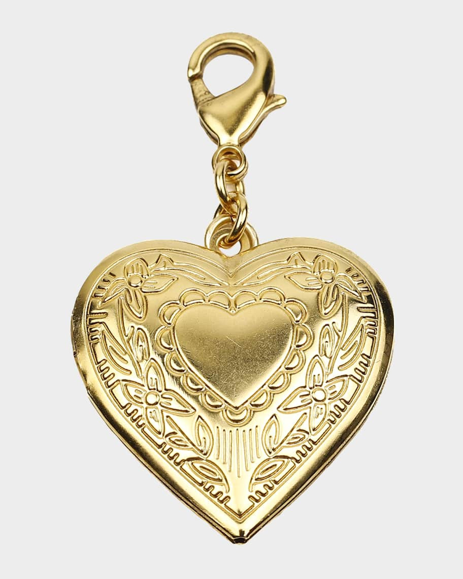 Ben-Amun Heart Locket Charm w/ Floral Detail | Neiman Marcus