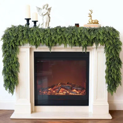 9ft Real Touch Christmas Cedar Garland - 1 Piece Artificial Faux Cedar Pine Needles Garland for Fireplace Table Window Stairs Mante Holiday Indoor Out | Wayfair North America