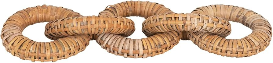 Creative Co-Op Rattan Wrapped Mango Wood 5 Links Decorative Chain, 21" L x 7" W x 7" H, Natural | Amazon (US)