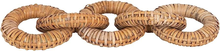 Creative Co-Op Rattan Wrapped Mango Wood 5 Links Decorative Chain, 21" L x 7" W x 7" H, Natural | Amazon (US)