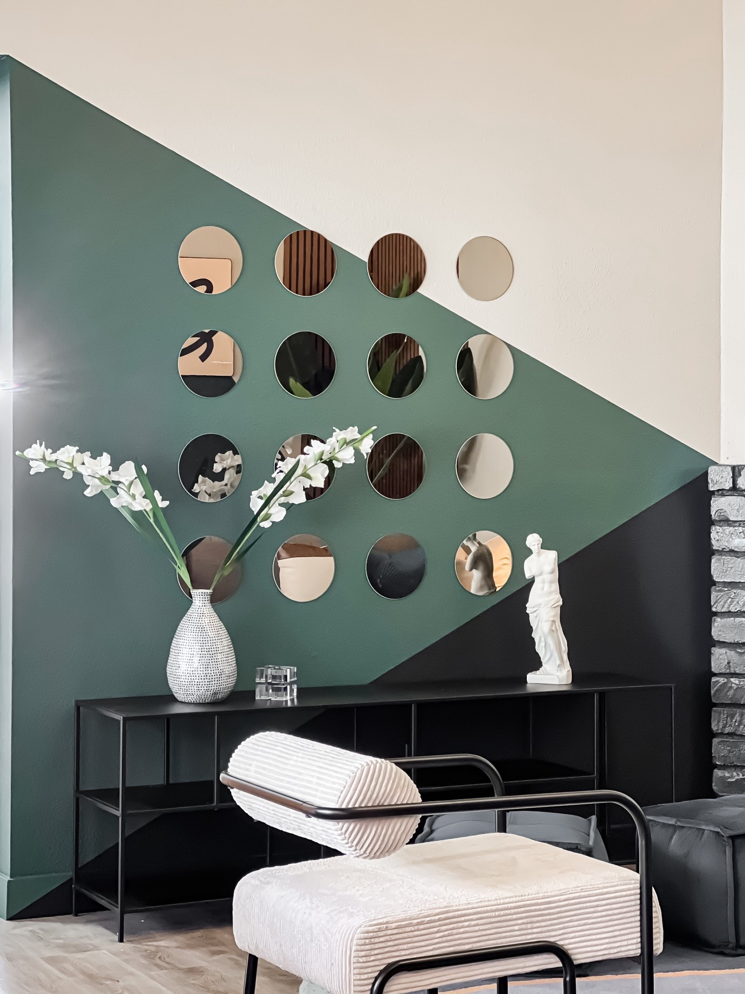 A study in high-contrast geometry and sculptural poise. Here, the precision of bold color-blocking meets the fluid grace of organic forms, creating a curated sanctuary where modernity finds its balance.

#LTKHome