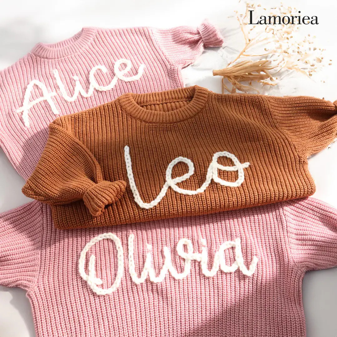 Personalized Baby Jumper With Hand-embroidered Name Monogram, Baby Girls Sweater With Name, Chris... | Etsy (US)