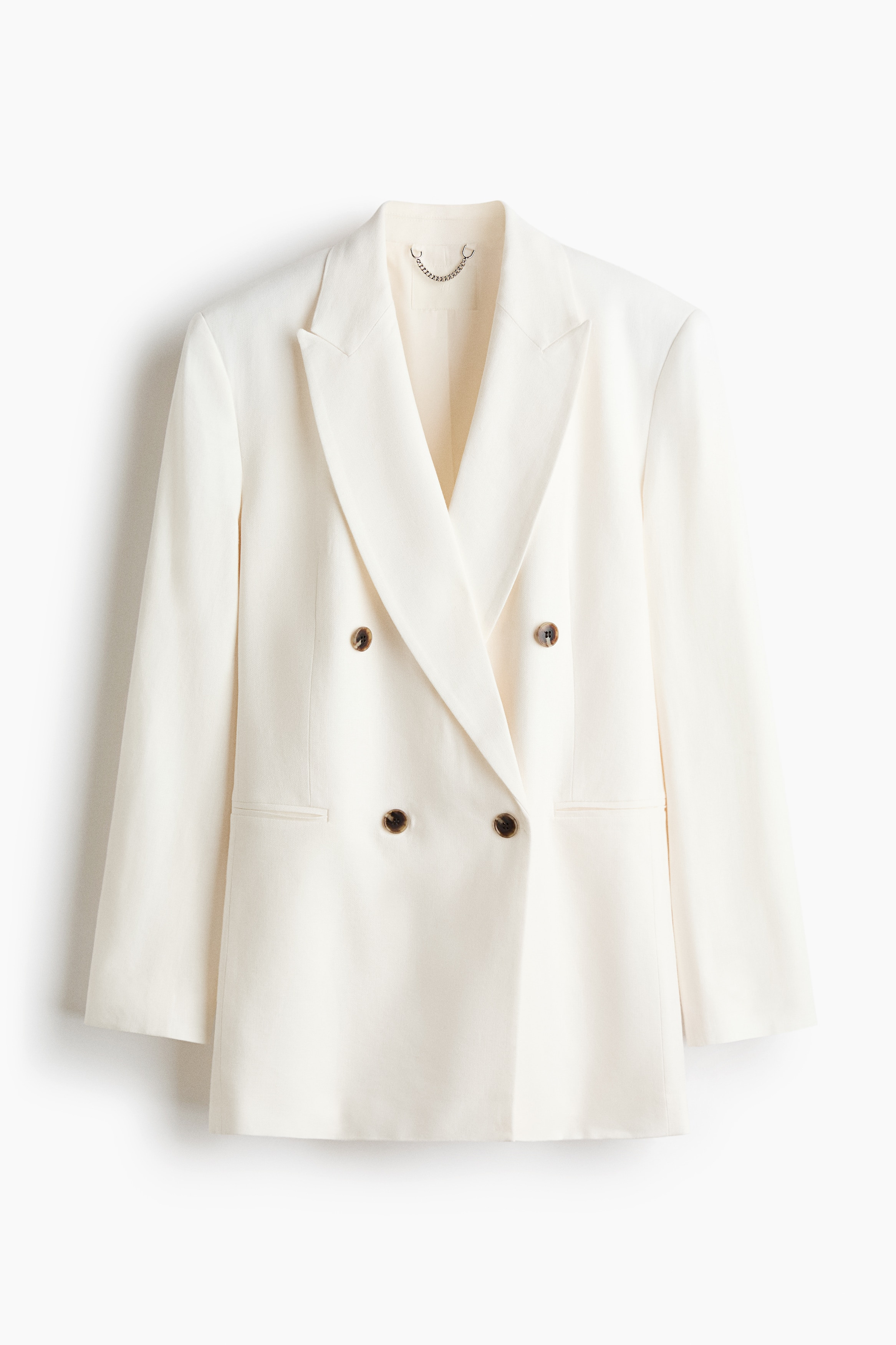 H & M - Linen-blend blazer - White | H&M (UK, MY, IN, SG, PH, TW, HK)