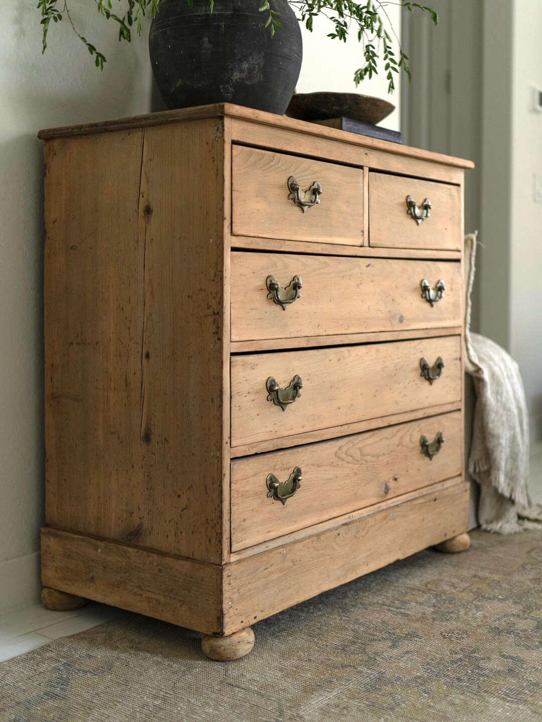 Antique Pine Dresser With Brass Pulls - Etsy | Etsy (US)