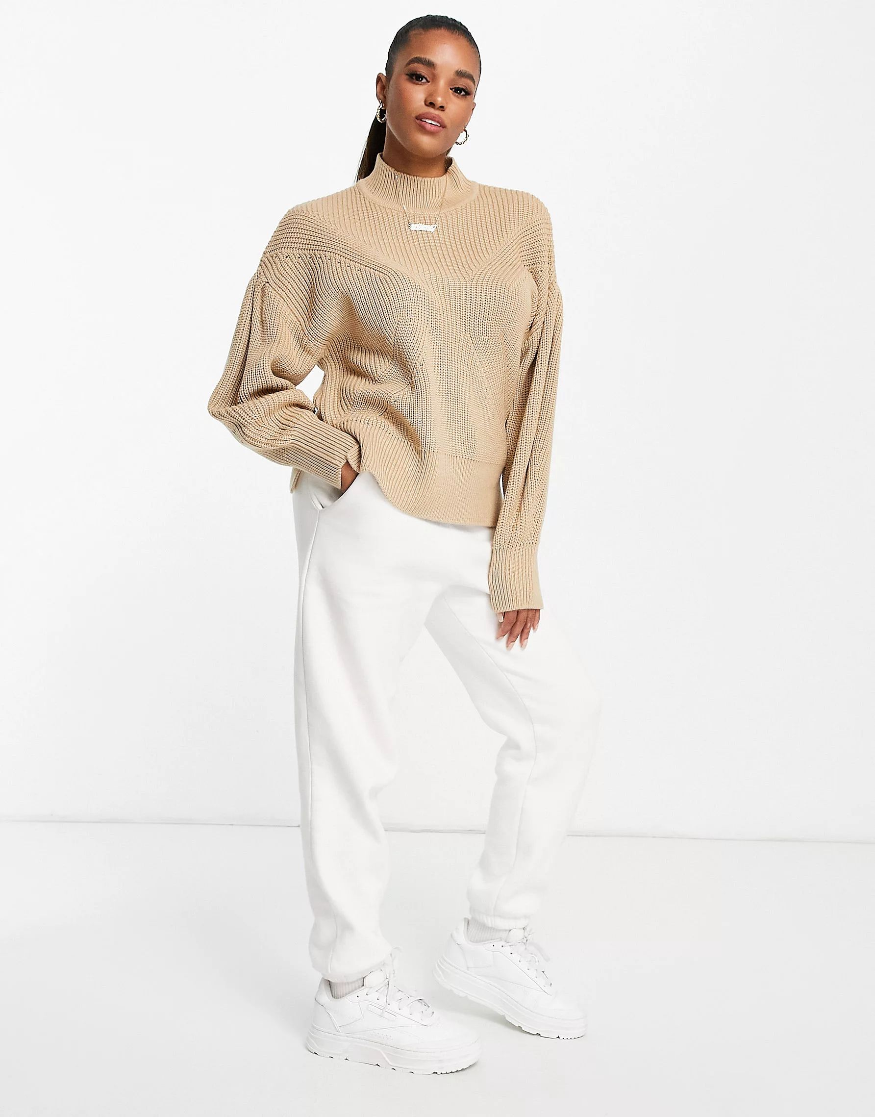 Miss Selfridge Camel Funnel Neck Split Hem sweater | ASOS (Global)