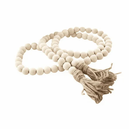 58-inch FarmhouseWooden Bead Tassel Garland- Rustic Boho Chic Decor for Wall, Table, & Above Cabinet - Country Style Beads | Walmart (US)