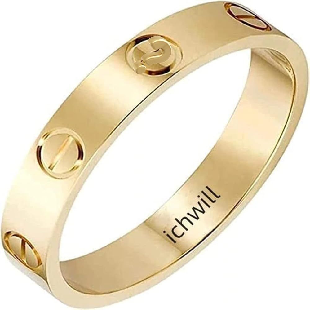 ichwill 14K Gold Silver Gold Plated Cubic Zirconia Stainless Steel Promise Ring Wedding Band Jewe... | Amazon (US)