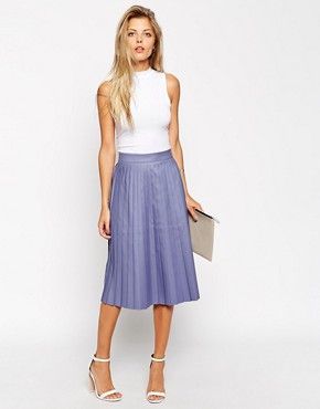 ASOS Midi Skirt with Coated Pleats | ASOS US