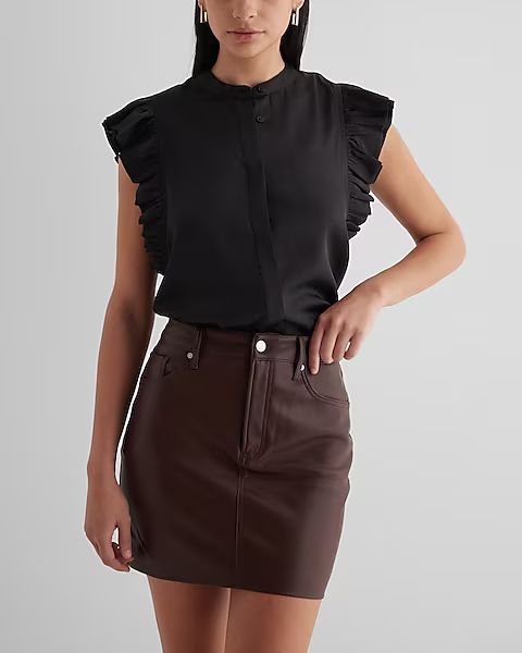 High Waisted Faux Leather Mini Skirt | Express