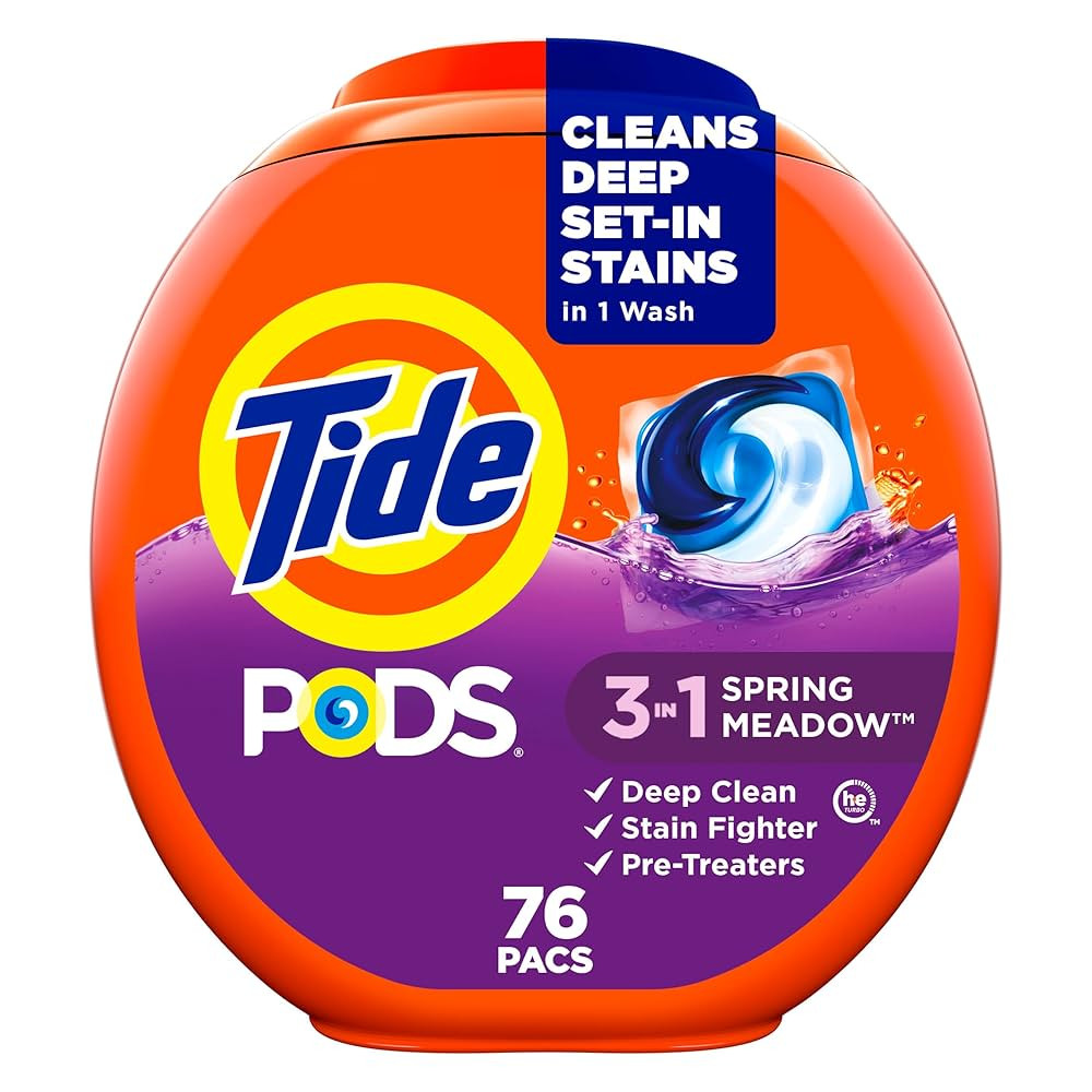 Tide PODS Liquid Laundry Detergent Soap Pacs, HE Compatible, Powerful 3-in-1 Clean in one Step, B... | Amazon (US)