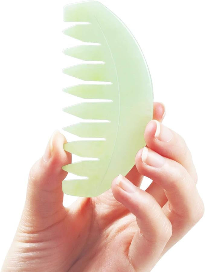 LEOSENSE Jade Massage Comb, Natural Jade Stone Scalp Massage Comb Tool, Facial Gua Sha Tool for J... | Amazon (US)