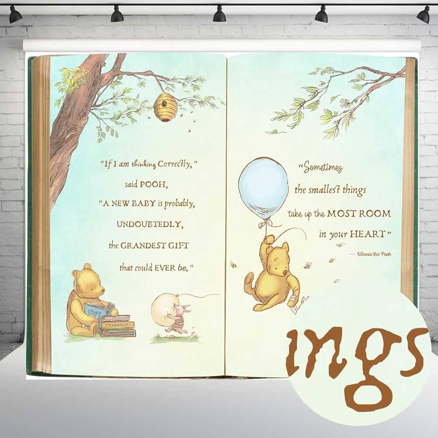 Claasic Pooh Bear Baby Shower Backdrop for Boy Retro Giant Book Spring Tree Vintage Background Ne... | Amazon (US)
