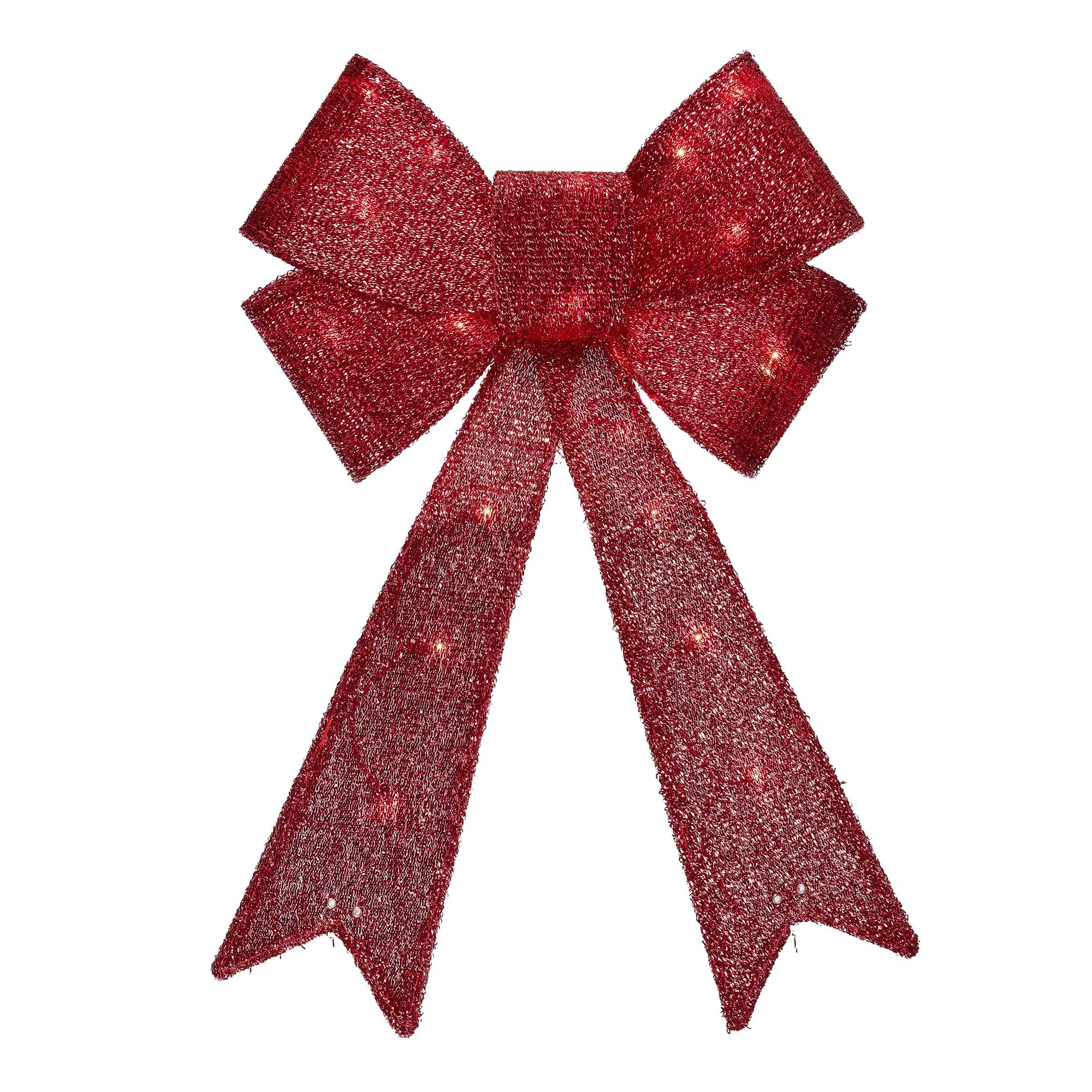 Holiday Time 24-Inch Red Christmas Outdoor Tinsel Bow - Walmart.com | Walmart (US)