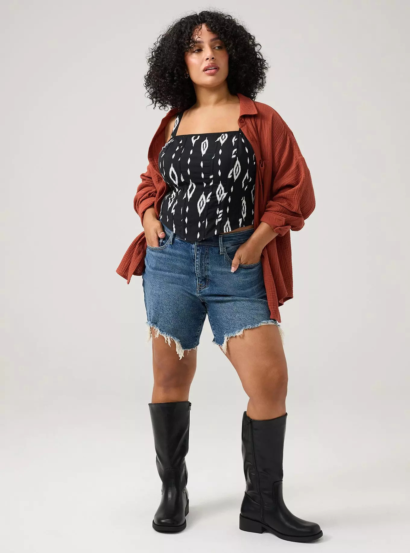 Challis Corset Crop Top | Torrid (US & Canada)