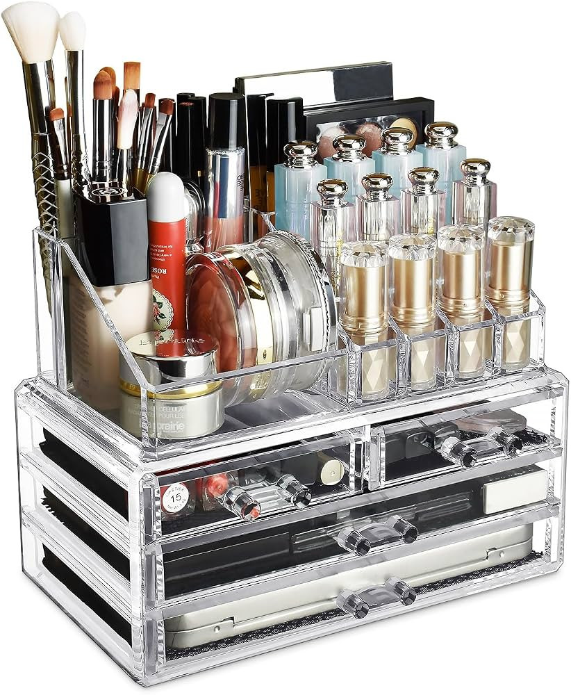 Ikee Design Acrylic Makeup Organizer with 4 Drawers and Removable Top Lipstick Holders, Ideal for... | Amazon (US)
