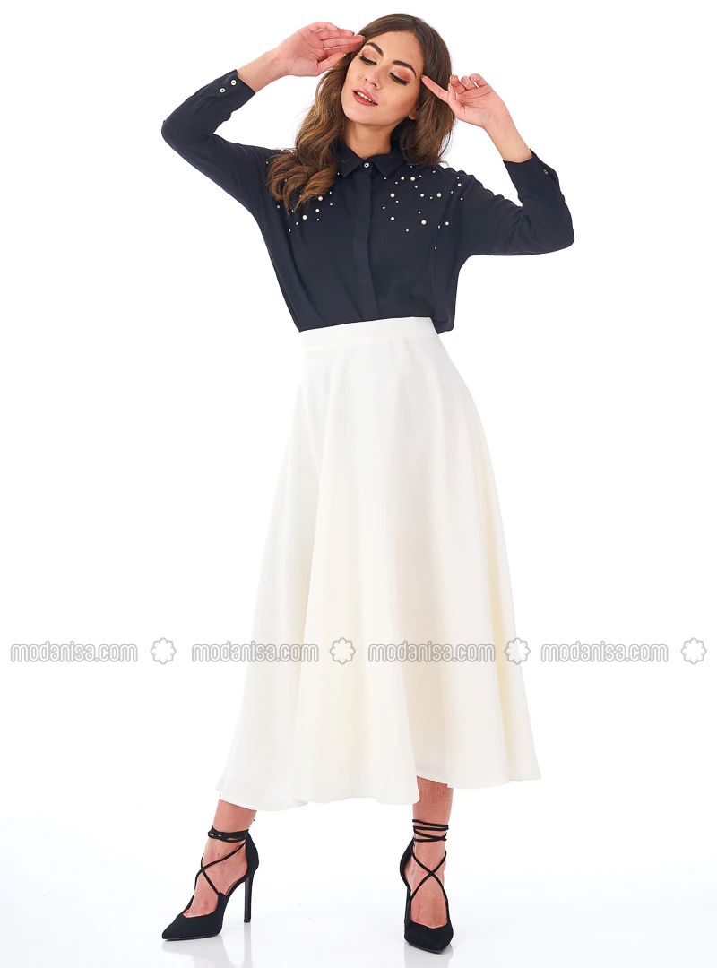Ecru - Fully Lined - Skirt | Modanisa (US)