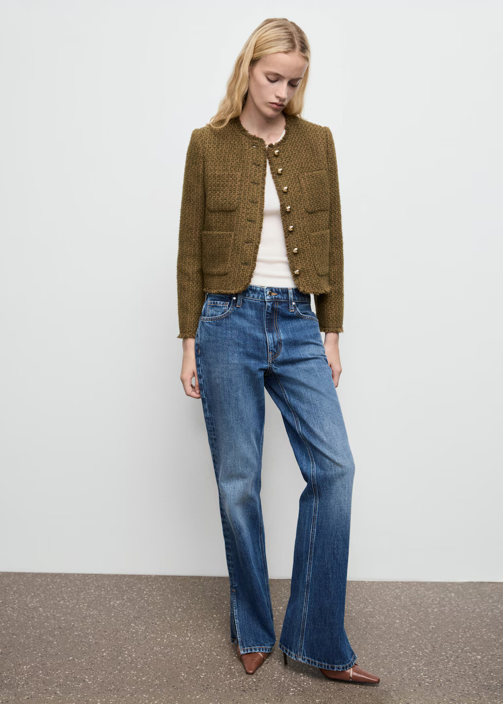 Tweed jacket with jewel buttons khaki - Woman - 2XL - MANGO | MANGO (UK)