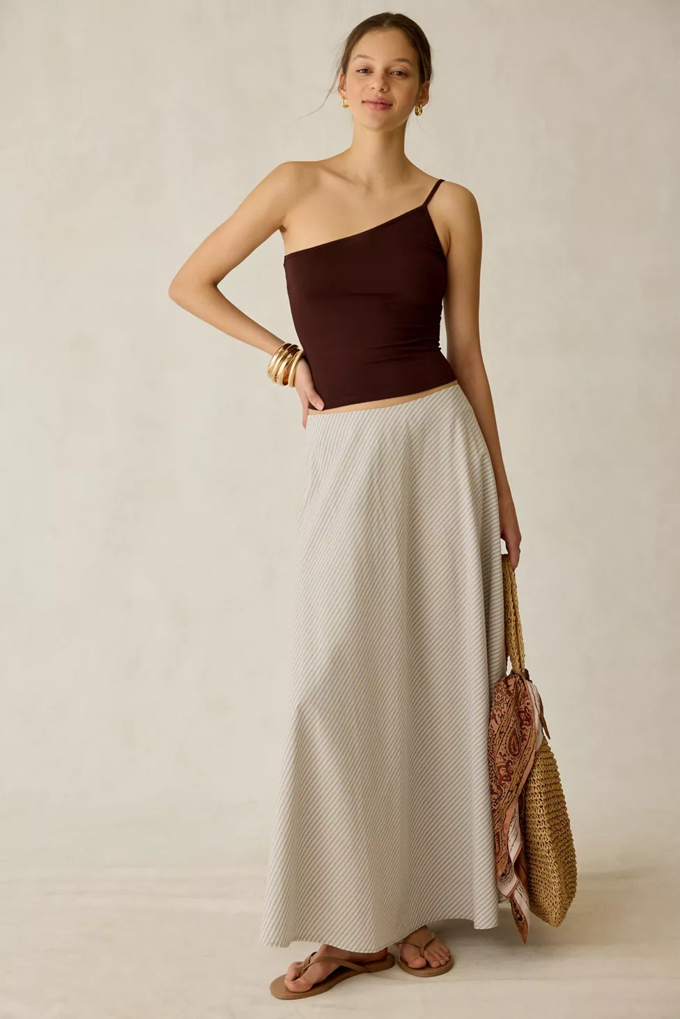 Daisy Street Buttermint Striped Cotton Maxi Skirt | Urban Outfitters (US and RoW)