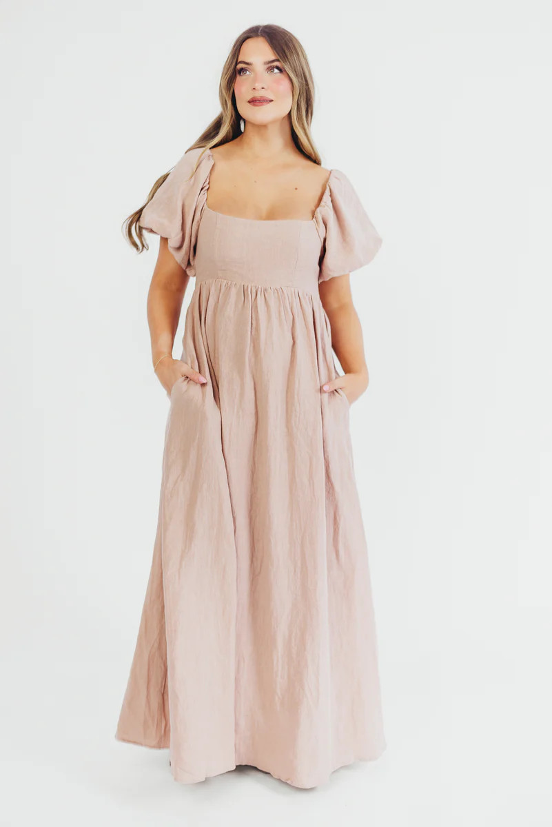 Candace Maxi Dress in Dusty Rose - 100% Linen - Bump Friendly | Worth Collective