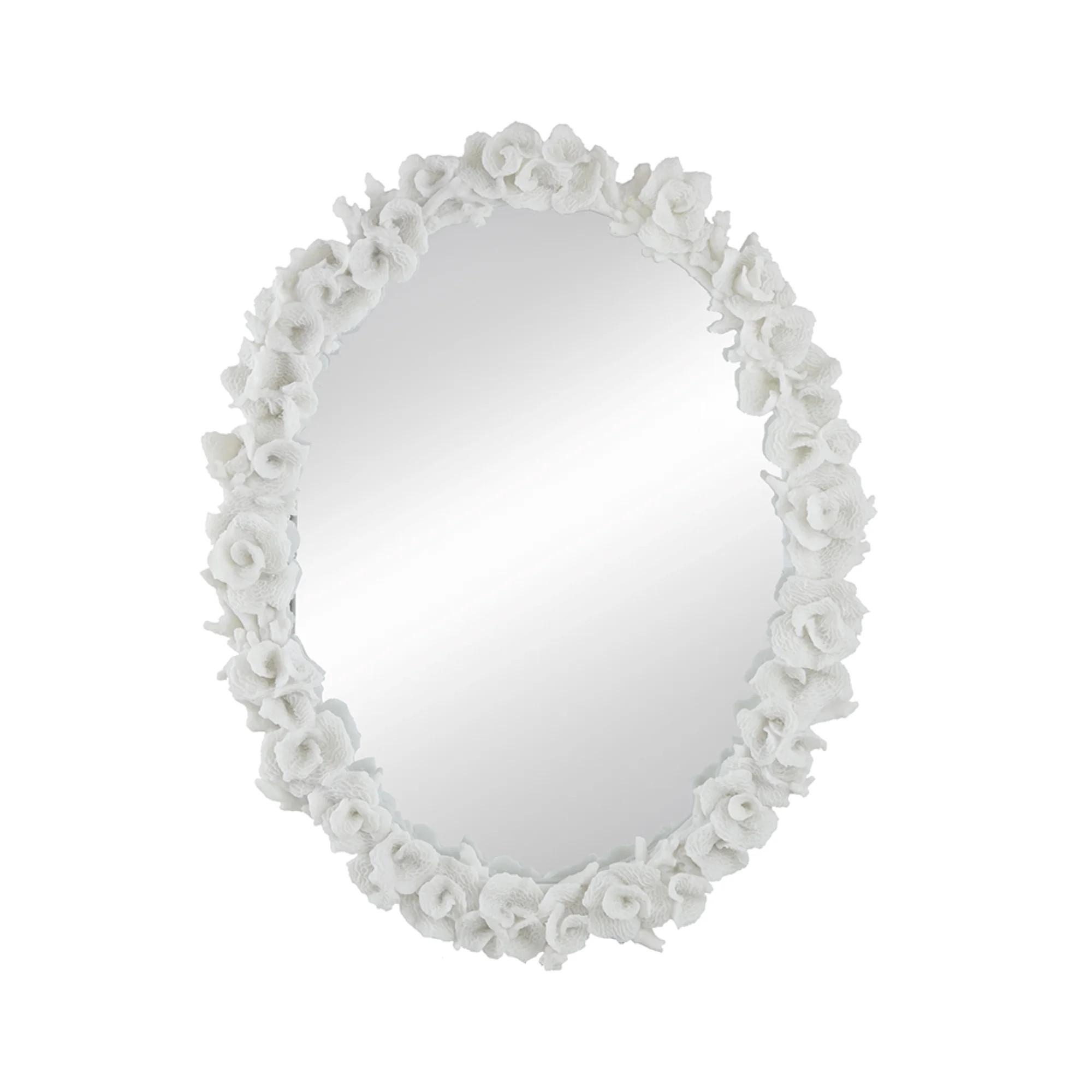 CC Home Furnishings Coral Framed Oval Wall Mirror - 35.5" - White | Walmart (US)