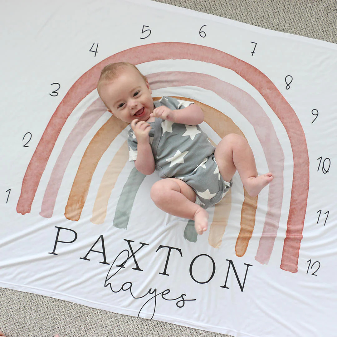 Rainbow Personalized Milestone Calendar | Neutral | Caden Lane