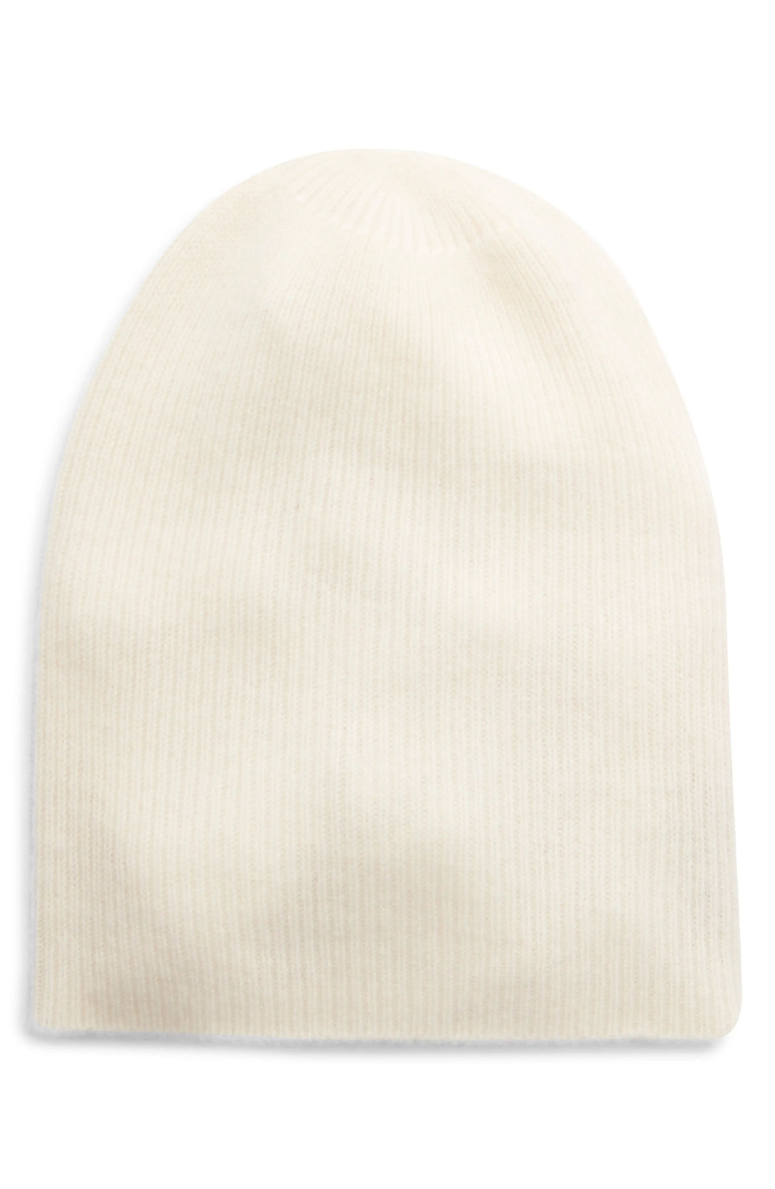 Women's Halogen Ribbed Cashmere Beanie - Ivory | Nordstrom