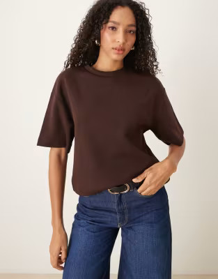 Mango Capsule heavy weight t-shirt in brown | ASOS (Global)