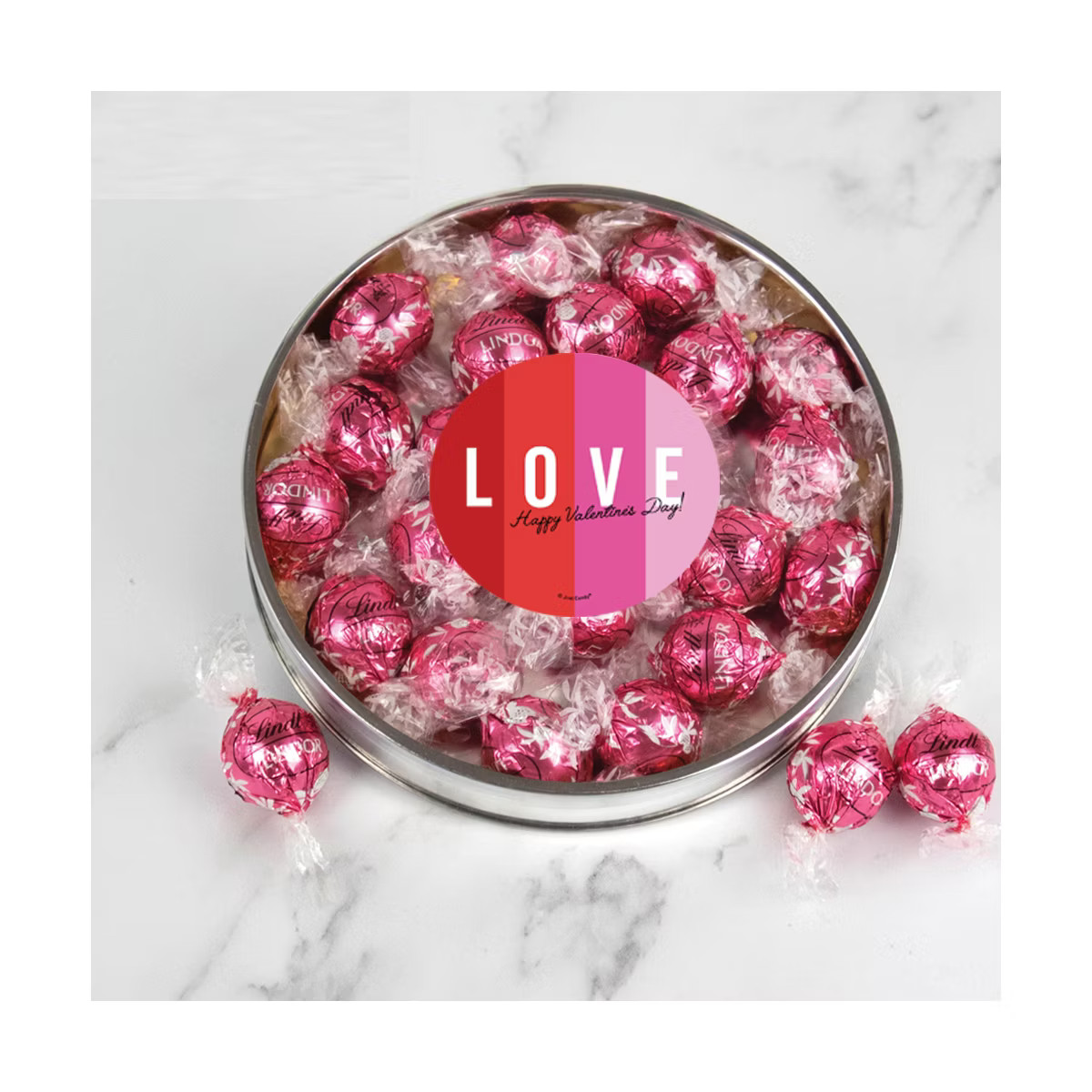 Valentine's Day Candy Gift Tin with Chocolate Lindor Truffles by Lindt Large Plastic Tin with Sti... | Target
