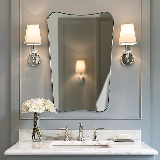 ANDY STAR Chrome Bathroom Mirror 24x36, Bathroom Mirror for Over Sink, Polished Chrome Wall Mirro... | Amazon (US)