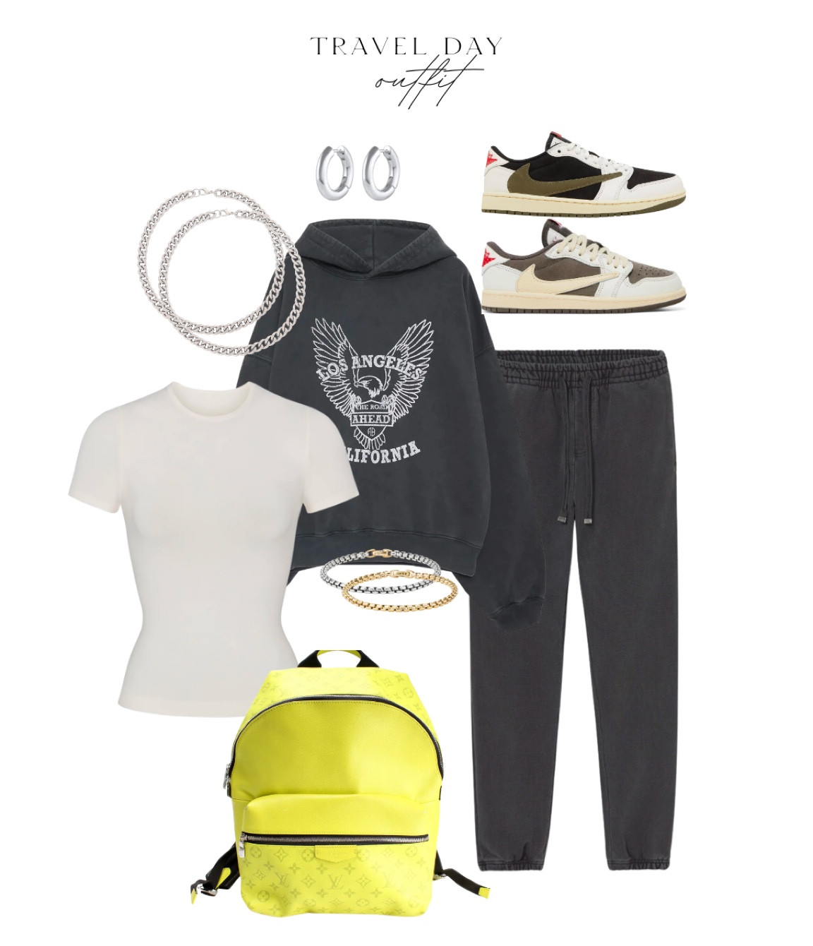 Travel day outfit that is versatile and comfortable! This Anine Bing hoodie is perfect. 

travel day l travel day inspo l travel day outfit l outfit travel