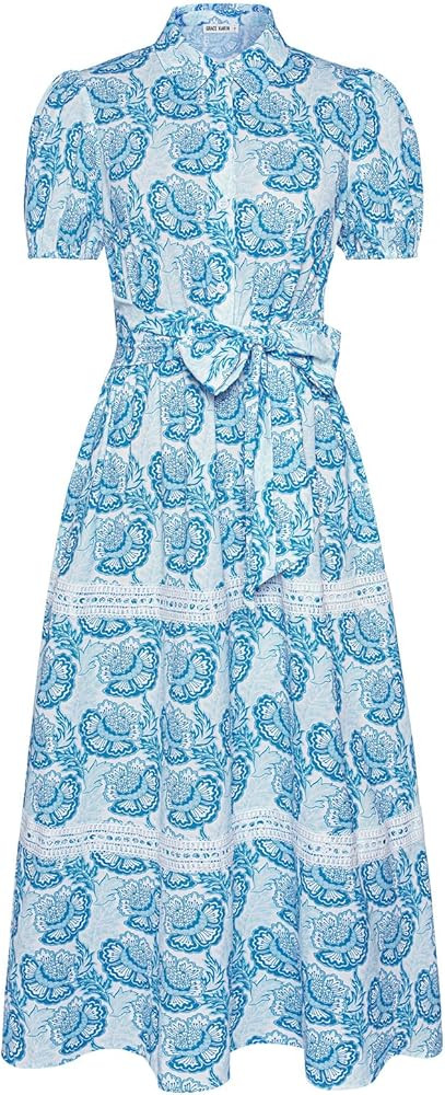GRACE KARIN Women's 2026 Summer Floral Flowy Dresses Boho Tie Belt Short Puff Sleeve A Line Maxi ... | Amazon (US)