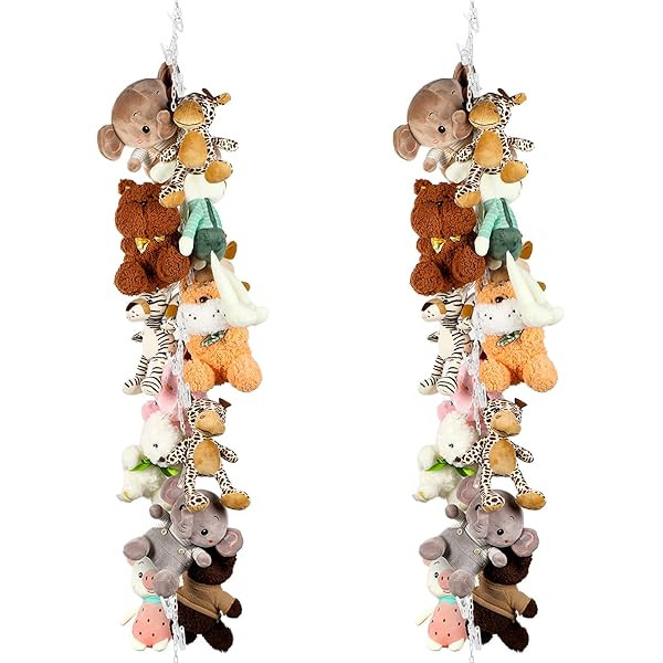 2 Pack Boho Toy Storage Chain Hanging Stuffed Animal Storage Chain with Clips, 79" Animal Toy Holder | Amazon (US)