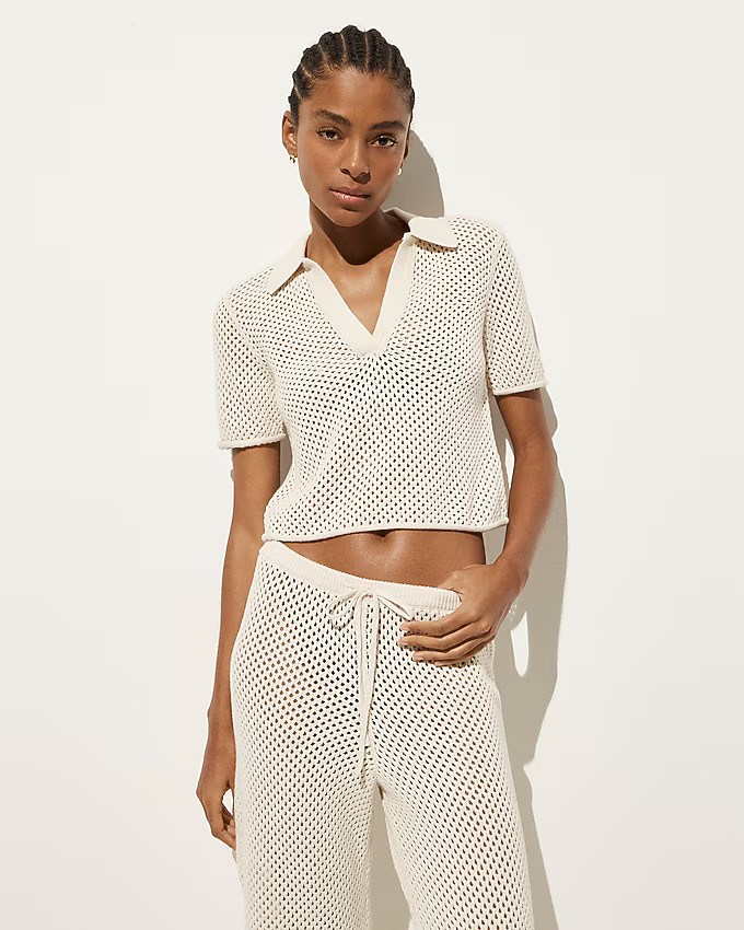 Crochet beach polo shirt in cotton | J. Crew US