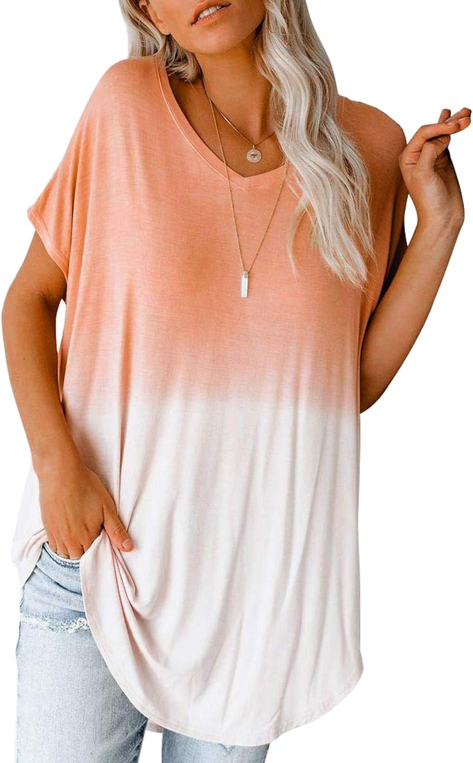 Eytino Women Colorblock Tie Dye Printed Tshirts Casual Short Sleeve Round Neck Blouse Tops(S-XXL) | Amazon (US)