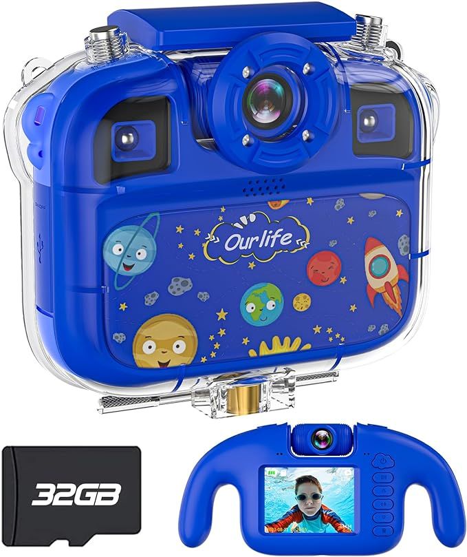 Ourlife Upgrade Kids Camera, Selfie Waterproof Cameras Toys for Boys, 1080P 12MP 2.4 Inch Large S... | Amazon (US)