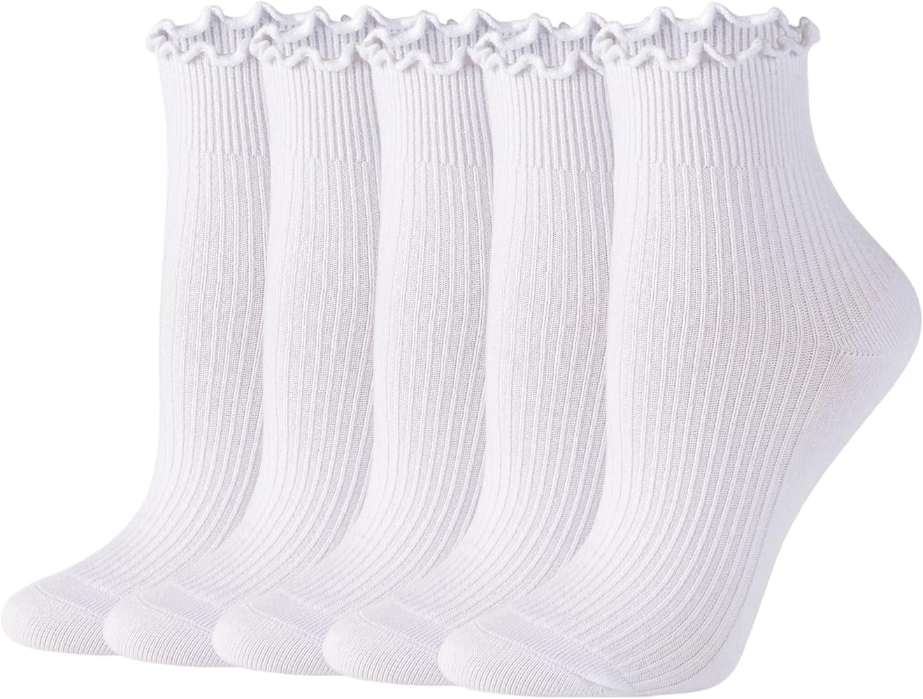 Amazon.com: Losa Kute Womens Ankle Socks for Women White frilly Ruffle Sock for Girls Slouch Woma... | Amazon (US)