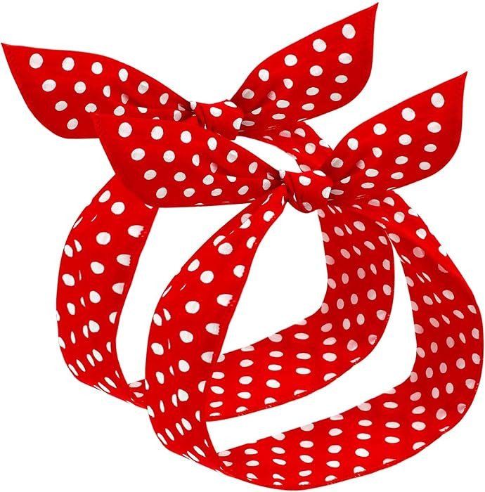 Hicarer 2 Pcs Polka Dot Headbands for Women Halloween Headband Retro Bandana Dress up 50s Outfit ... | Amazon (US)