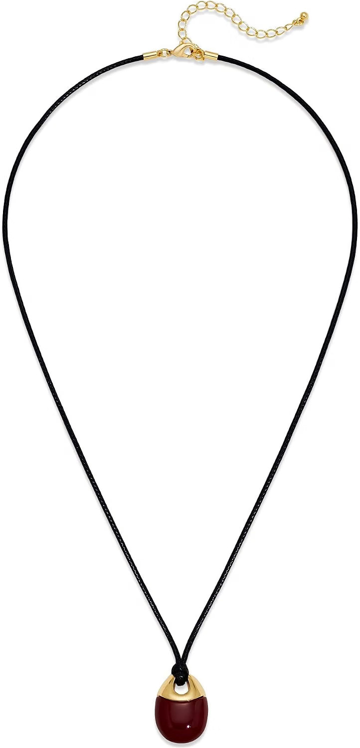 Brown Leather Rope Necklace Fall Teardrop Pendants | Amazon (US)