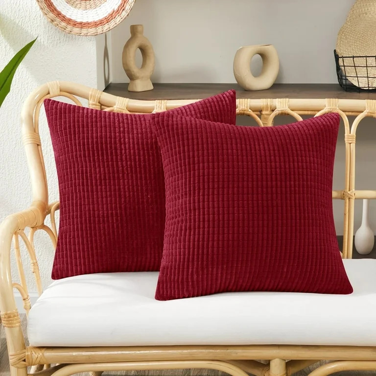 Deconovo Holiday Decorative Throw Pillow Covers with Stripes, 22x22 inch, Solid Color Corduroy Cu... | Walmart (US)