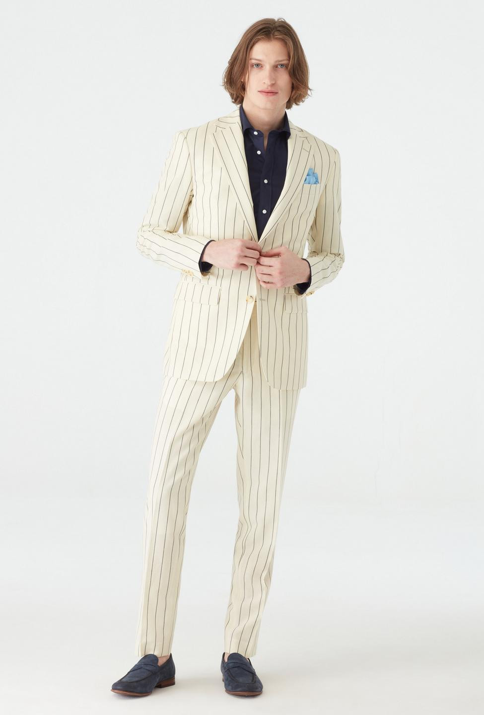 Kingsbury Wide Stripe Ivory Blazer | Indochino