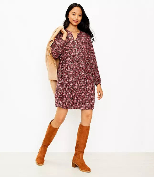 Floral Side Tie Swing Dress | LOFT