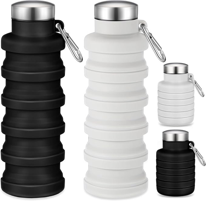 Baderke 2 Pcs Collapsible Water Bottles 17oz Silicone Travel Foldable Portable Water Bottle with ... | Amazon (US)