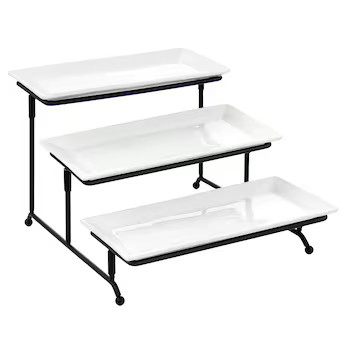 Elama Elama 3 Tier Rectangular Plate Porcelain Serveware Set | Lowe's