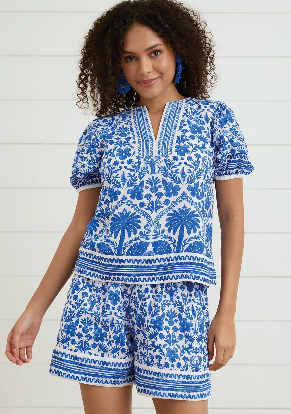 Crown & Ivy™ Sewing Down South x Crown & Ivy™ Stono Short Sleeve Printed Blouse | Belk