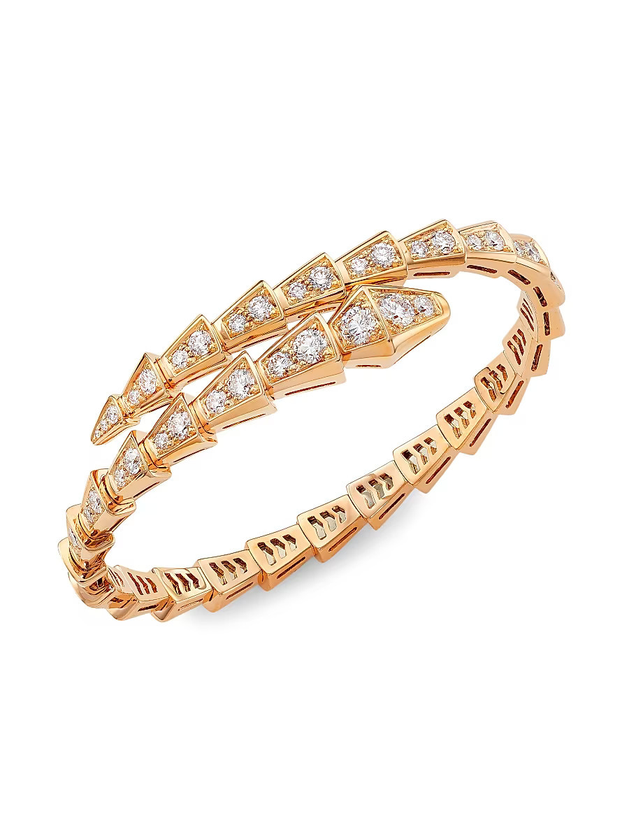 Women's 18K Rose Gold & Pavé Diamond Serpenti Viper Bracelet - Rose Gold - Size Small | Saks Fifth Avenue
