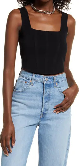 Open Edit Corset Crop Sweater Tank | Nordstrom | Nordstrom
