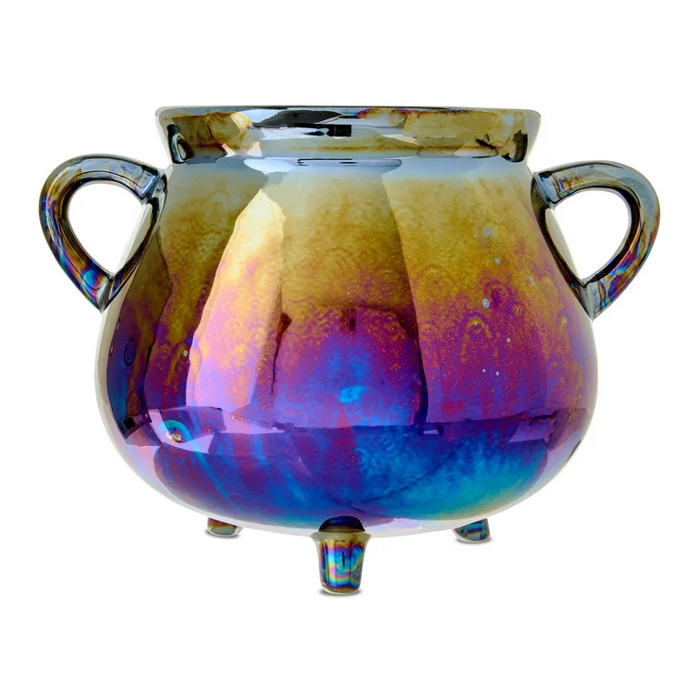 Ceramic Cauldron Tabletop Decor, Iridescent Black, 6.3", Halloween by Way To Celebrate | Walmart (US)