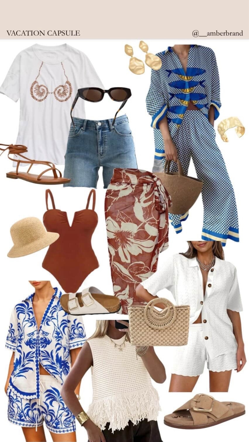 Casual beach vacation capsule. 🌴☀️ 

Note: Shorts are JBD Label and not listed on LTK. 

Resort wear | Vacation outfits | Casual summer outfit | Amazon | Commense | JBD | Aerie 

#LTKSaleAlert #LTKOver40 #LTKTravel