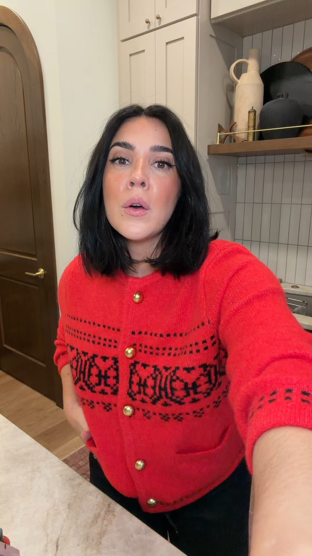 Cute little cardigan for the holidays! Size L, Christmas cardigan sweater. Holiday outfit, casual style. Jeans size 10. 

#LTKHoliday #LTKMidsize #LTKCyberWeek