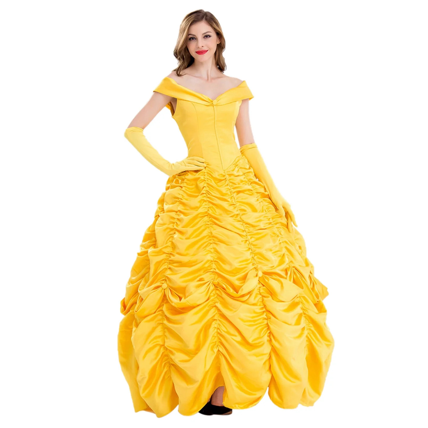 Women's Princess Belle Costume Halloween Party Dress with Petticoat and Sleeve | Walmart (US)